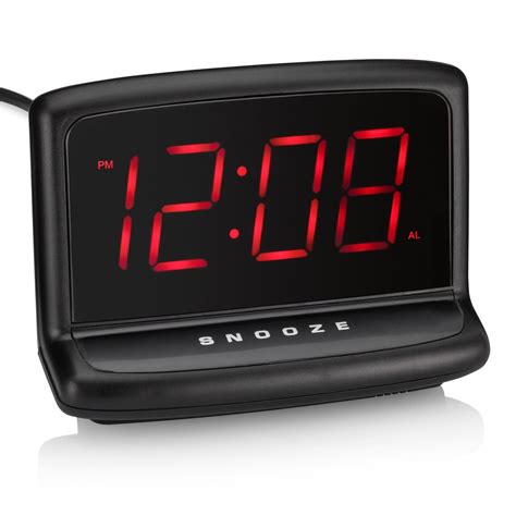 mainstays large  led digital black alarm clock model ms