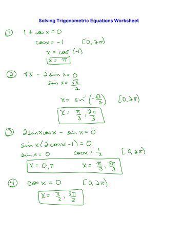 trig equations worksheet  answers  kids worksheet