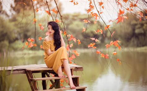 girl near a lake hd wallpaper background image 2560x1600