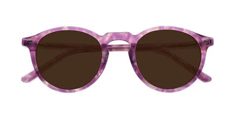 Translucent Purple Geek Chic Acetate Round Polarized Sunglasses With