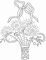 Flower Embroidery Basket Vintage Flowers Patterns Flickr Designs Redwork Baskets Hand Floral sketch template