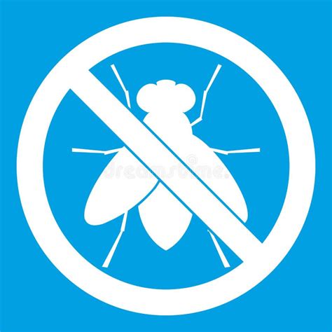 fly sign icon white stock vector illustration  pesticide