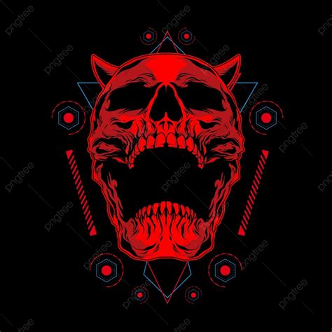 red demon skull illustration  sacred geometry art artist black