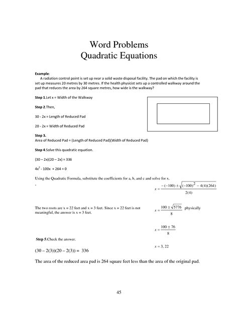 solving word problems  quadratic equations worksheet tessshebaylo