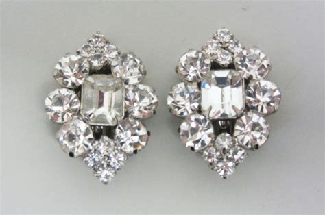 vintage rhinestone cluster earrings clip