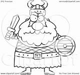 Viking Sword Cartoon Holding Mad Man Coloring Clipart Shield Chubby Cory Thoman Outlined Vector 2021 sketch template