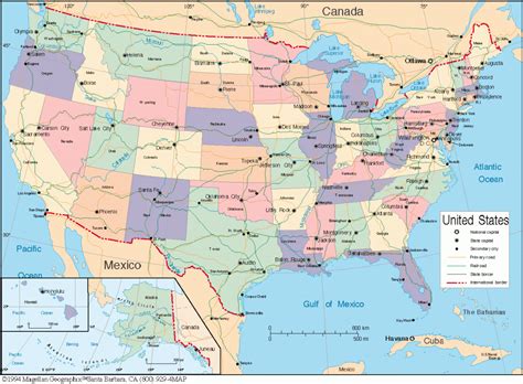 mapa de estados unidos político con nombres estados y capitales