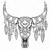 Skull Bull Drawing Cow Horns Cattle Boho Designs Coloring Jewelry Drawings Vector Getdrawings Boğa Beads Draw Motifleri Takı Hint Indian sketch template