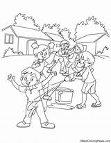 Holi Coloring Pages Playing Kids Pichkari Sketch Happy Paintingvalley Getcolorings Printable sketch template
