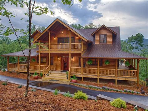 wrap  porch log cabin   log cabin homes plans design  ideaboz