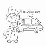 Coloring Ambulance Doctor Cartoon Outline Car sketch template
