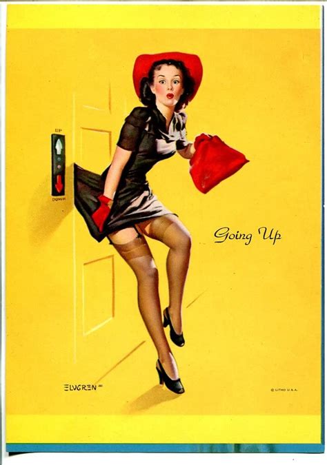pin up print going up 1940 s stocking girl gil elvgren 5 x