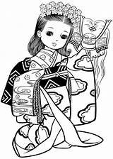 Colorir Japonesas Livro Meninas sketch template