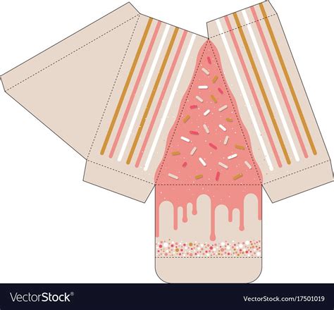 decorated cake slice box cutout template favor box die cut