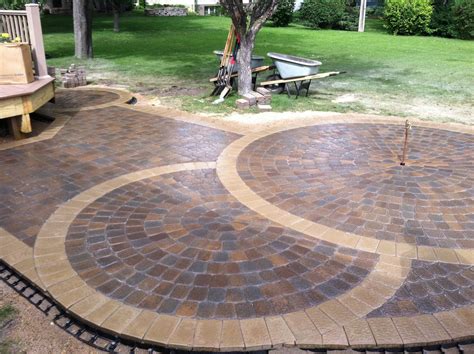 completed circular patio anchor kingston pavers