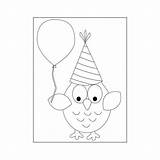 Birthday Owl Pages Coloring Template sketch template