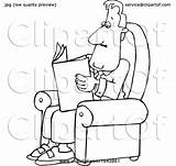 Businessman Newspaper Chair Reading Cartoon Djart sketch template