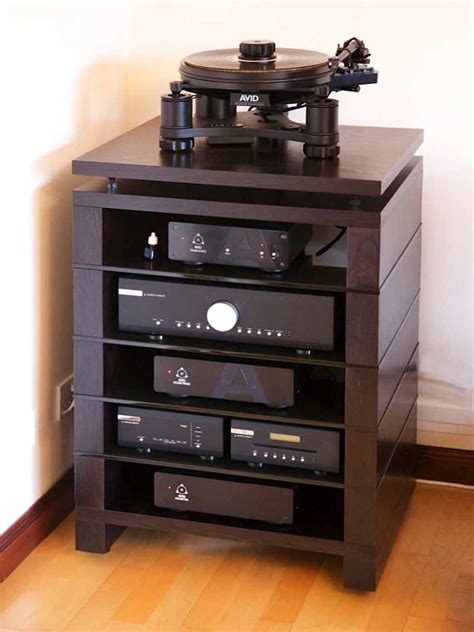 custom audinni woodman hifi stand  dark rosewood audio racks acoustic isolation stereo