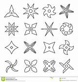 Shuriken Ninja Star Throwing Line Icon Set Vector Coloring Ninjago Stars Outline Pages Illustration Template Japanese Drawing Choose Board Preview sketch template