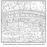 Monet Lilies Nymphéas Bassin Colorear Arte sketch template