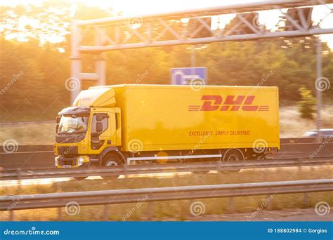 dhl lorry editorial stock image image  destination