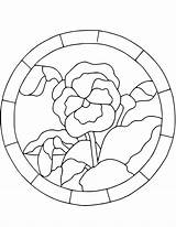 Stained Glass Coloring Pages Flower Printable Pansy sketch template
