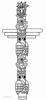 Totem Poles Printable Totempfahl Ausmalbilder Cool2bkids Tiki American Woodworking Gesichter Alaska Malvorlagen sketch template
