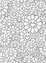 Coloring Pages Printable Murakami Takashi Flowers Simple Querkles Template sketch template