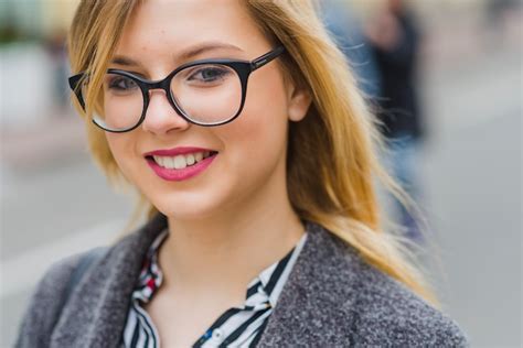 Pretty Smiling Woman In Glasses Photo Free Download