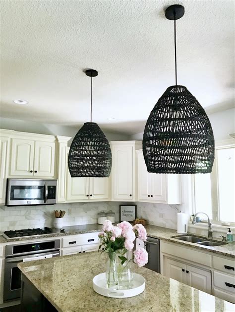 black woven pendant lights   kitchen life love larson