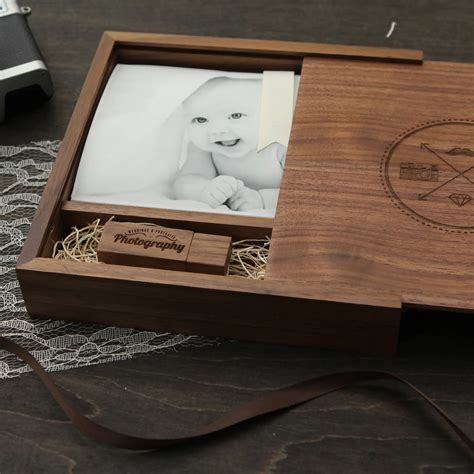 Oem Cle Walnut Maple Bamboo Wooden Photo Printing Album Usb Box Usb