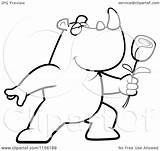 Presenting Rhino Romantic Rose Single Clipart Cartoon Thoman Cory Outlined Coloring Vector 2021 sketch template