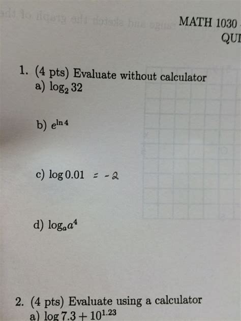 solved evaluate  calculator  log   eln   cheggcom