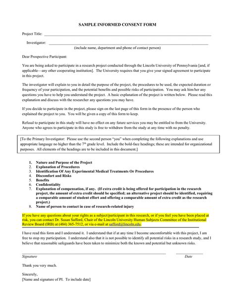 Sample Informed Consent Form