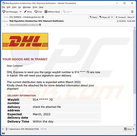 dhl  goods   transit email scam removal  recovery steps