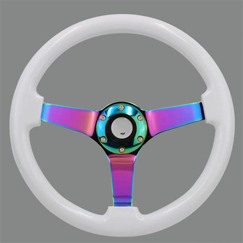 wooden steering wheel deep dish drift sport steering wheels  neo chrome spokes buy
