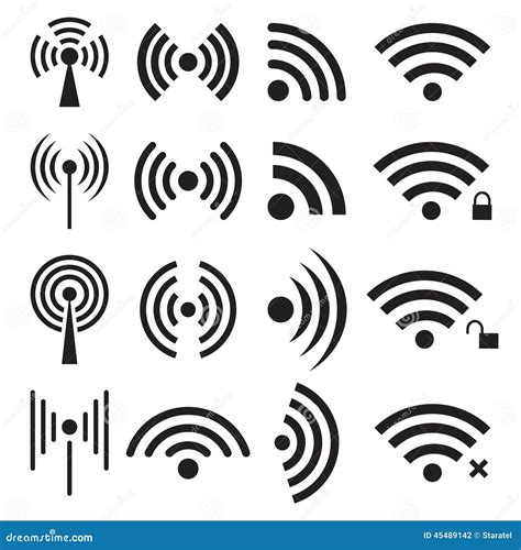 set  black wireless  wifi icons stock vector illustration
