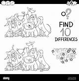 Differences Find Educational Finding Illustration Cartoon Characters Children Activity Alamy Stock Coloring Christmas Game Book Dog sketch template