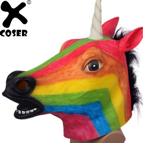 xcoser brand  rainbow unicorn full face mask mardi gras
