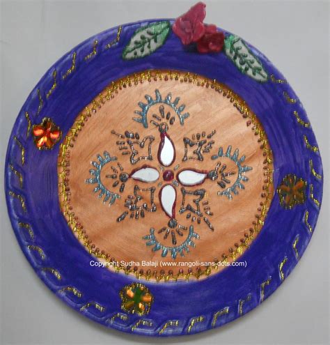 plate art decoration ideas thermocol paper plate kolam  sudha