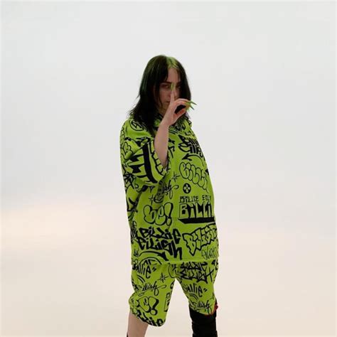 green graffiti hoodieshorts set billie eilish  freak city collection popsugar fashion uk