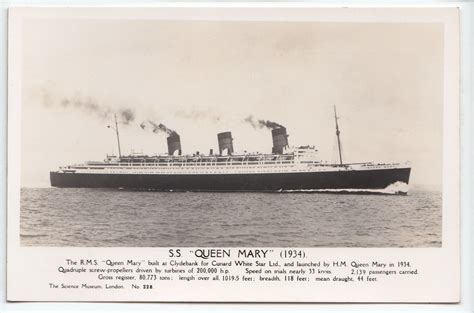 ss queen mary ocean liner postcard rp science museum reproduction  ebid united kingdom