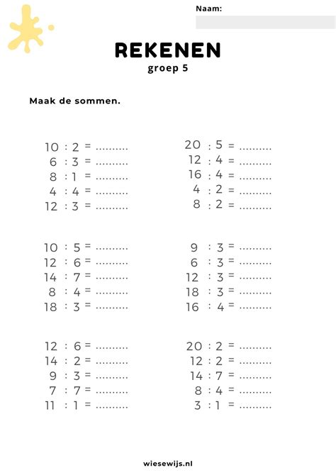 werkblad rekenen groep  deelsommen woorden lezen rekenen werkbladen