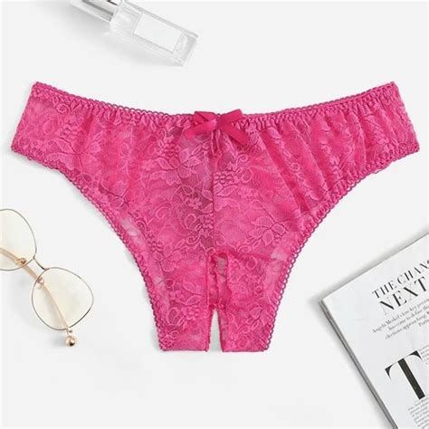 1pc women sexy lingerie erotic open crotch panties floral lace panty
