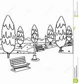 Park Coloring Bench Benches Trees Kids Designlooter 1218 7kb 1300px Illustration sketch template