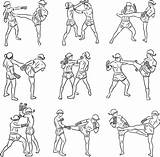 Muay Mma Drawn Muaythai Clinch Kampfsport Boxe Movimientos Defense Exercises Tricks Patadas Boran sketch template