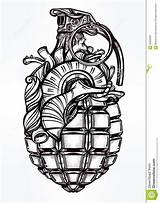 Grenade Drawing Tattoo Heart Designs Hand Vintage Choose Board Drawings sketch template
