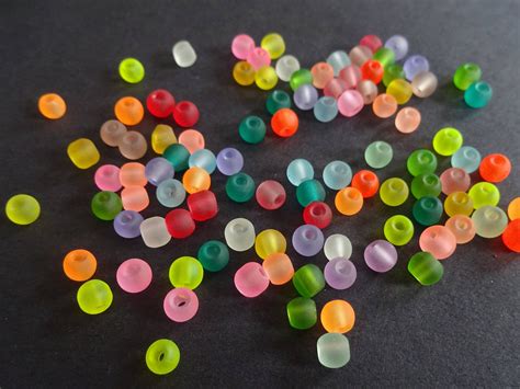 mm frosted glass beads  small seed bead transparent bead rainbow bead multicolor bead