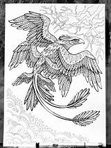 Thunderbird Beasts Pages Mandalas Fabelwesen Ausmalbilder Hontor Phantastische Tierwesen Malvorlagen Erwachsene Doodle Cuadernillo Phonix Vogel Paintingvalley Zapisano sketch template