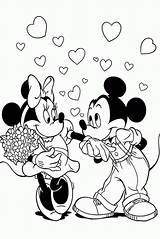 Coloring Disney Pages Valentine Library Clipart Minnie Mickey Mouse sketch template